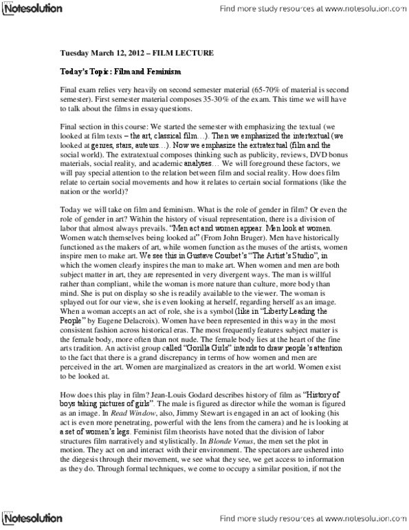 INI100H1 Lecture Notes - Kathryn Bigelow, Nancy Meyers, Blonde Venus thumbnail