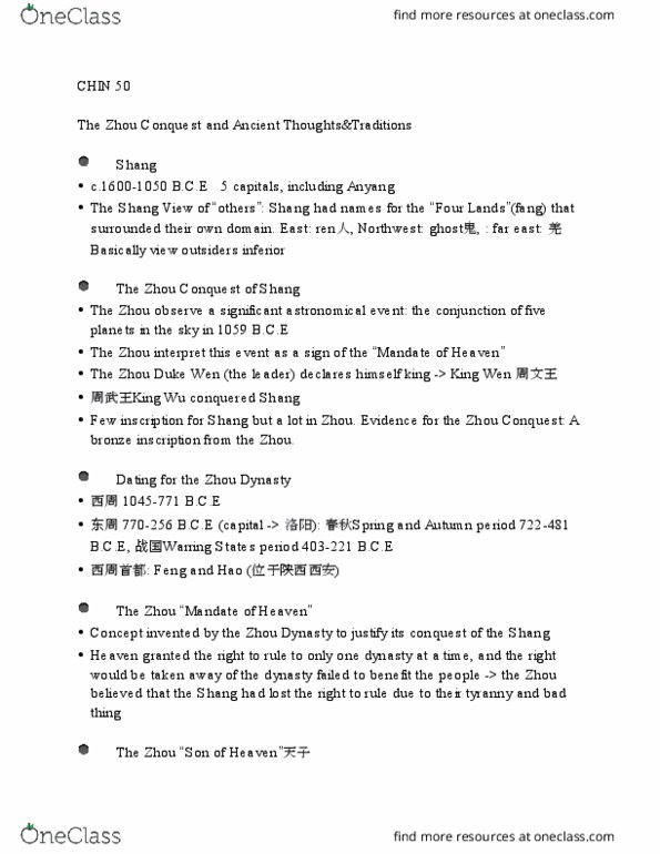 SOCIOL 132 Lecture Notes - Lecture 1: Book Of Documents, King Wen Of Zhou, Analects thumbnail