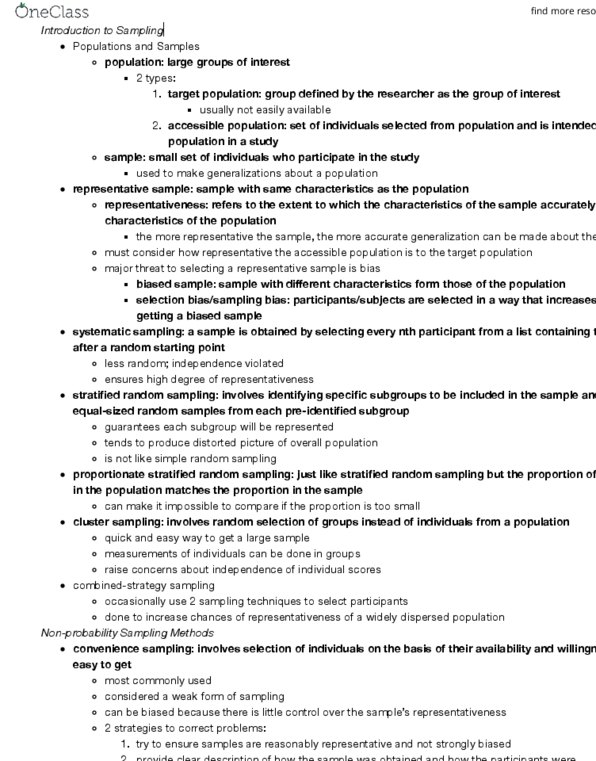 PSY 1004 Chapter Notes - Chapter 5: Sampling Bias, Systematic Sampling, Simple Random Sample thumbnail