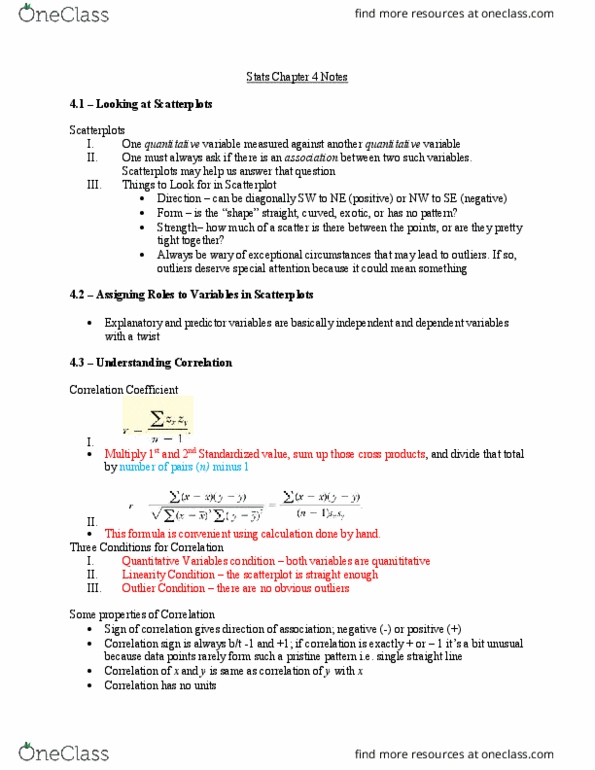 STA 309 Chapter Notes - Chapter 4: Scatter Plot thumbnail