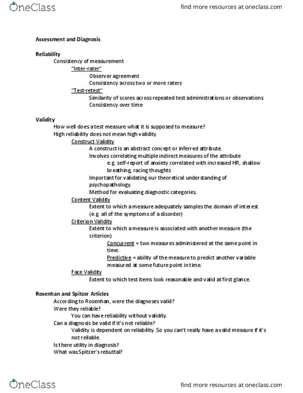 POLS 110 Lecture Notes - Lecture 7: Face Validity, Psychopathology thumbnail