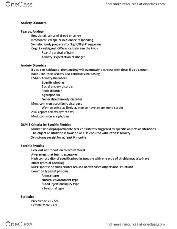 POLS 110 Lecture Notes - Lecture 5: Social Anxiety Disorder, Generalized Anxiety Disorder, Panic Attack thumbnail