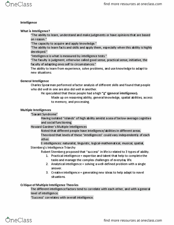 POLS 110 Lecture Notes - Lecture 3: Robert Sternberg, Savant Syndrome, Triumvirate thumbnail