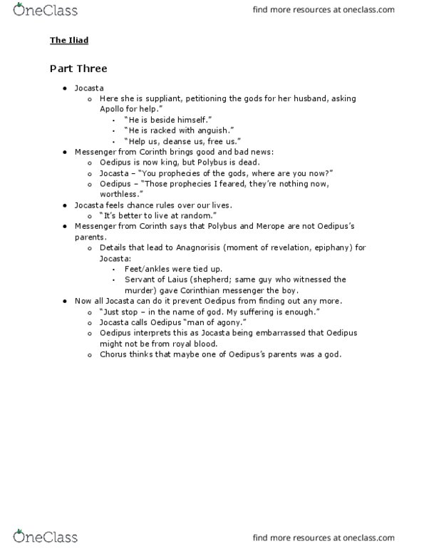 ENGLISH 1C06 Lecture Notes - Lecture 10: Iliad, Laius, Beforu (Album) thumbnail