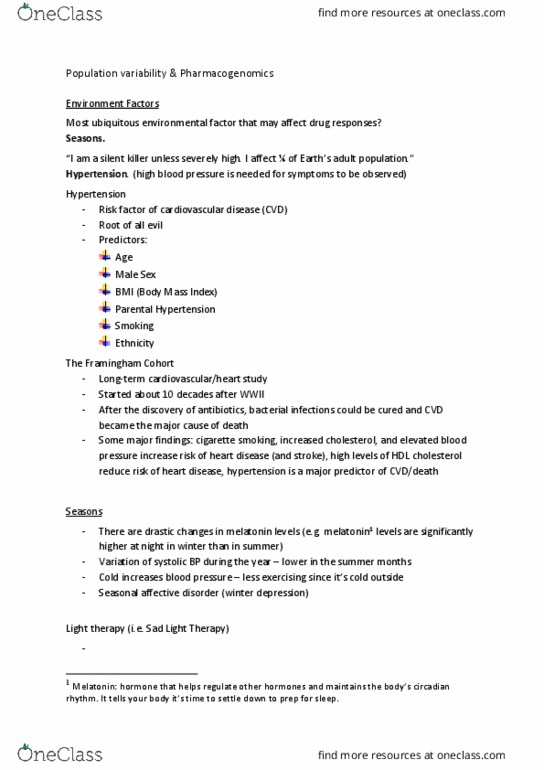 PCTH 201 Lecture Notes - Lecture 13: Seasonal Affective Disorder, High-Density Lipoprotein, Light Therapy thumbnail