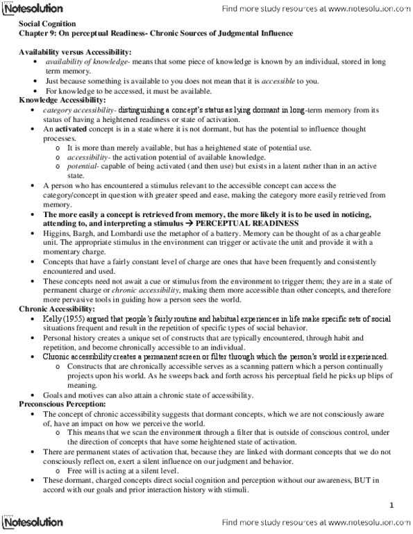 PSYC 473 Chapter Notes - Chapter 9: The Authoritarian Personality, Social Dominance Orientation, Social Cognition thumbnail