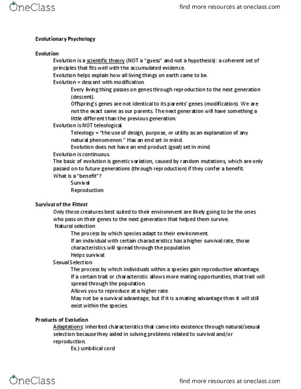 POLS 110 Lecture Notes - Lecture 3: Umbilical Cord, Natural Selection, Teratology thumbnail