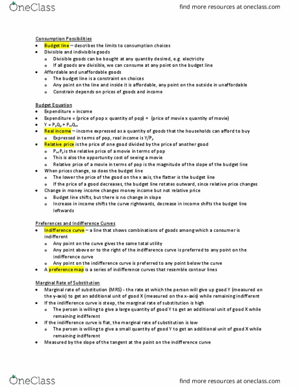 ECON101 Chapter 9: Possibilities, Preferences, and Choices thumbnail