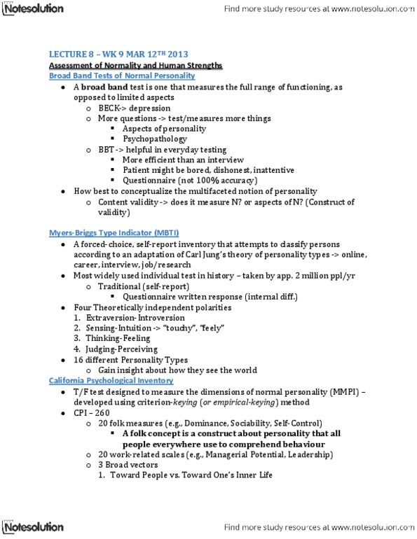 PSYC37H3 Lecture Notes - Lecture 8: California Psychological Inventory, 16Pf Questionnaire, Validity Scale thumbnail