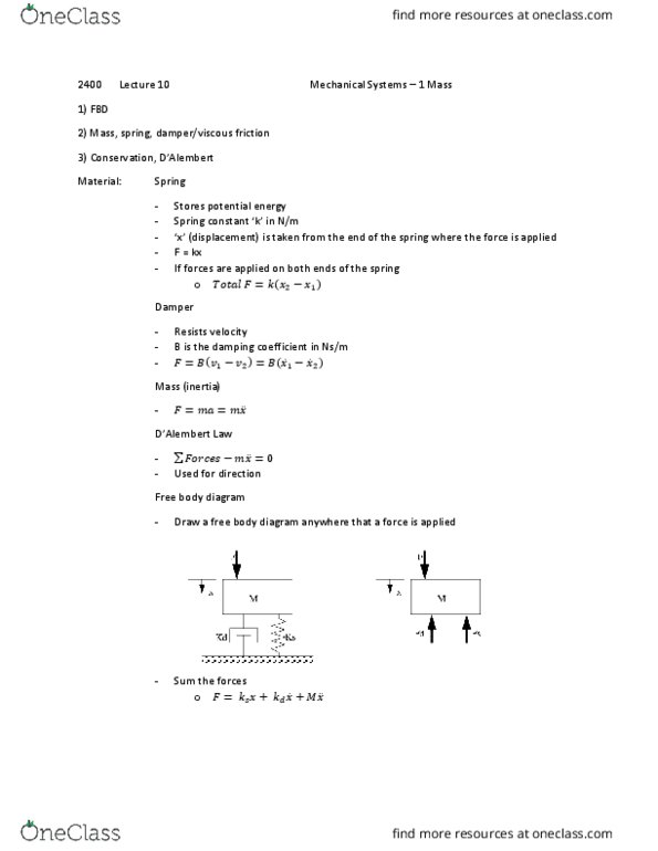 ENGG 2400 Lecture Notes - Lecture 10: Free Body Diagram thumbnail