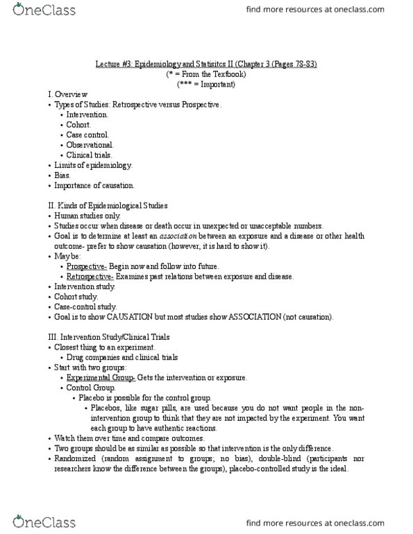 10:832:302 Lecture Notes - Lecture 3: Randomized Controlled Trial, Blind Experiment, Cohort Study thumbnail