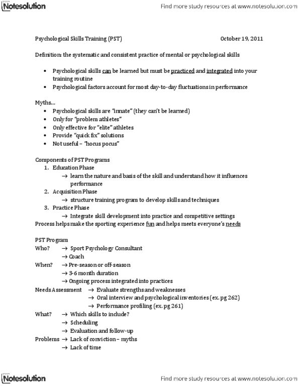 Kinesiology 1088A/B Lecture Notes - Psychological Methods thumbnail