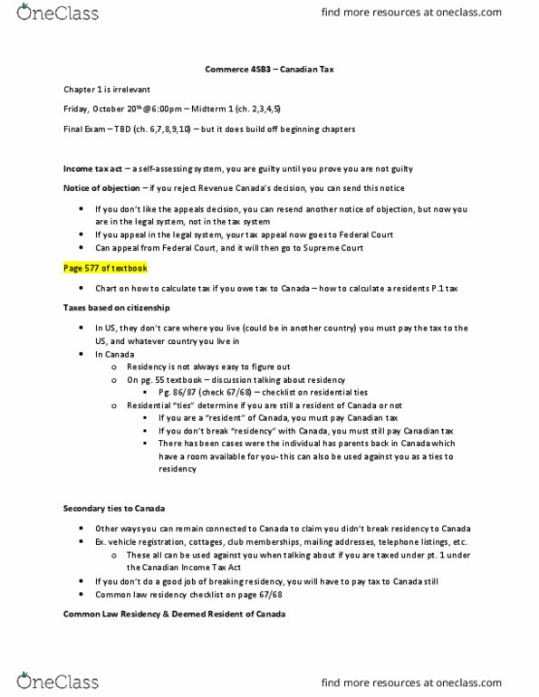 COMMERCE 4SD3 Lecture Notes - Lecture 1: Tax Treaty, Tax Haven, Tax Withholding In The United States thumbnail