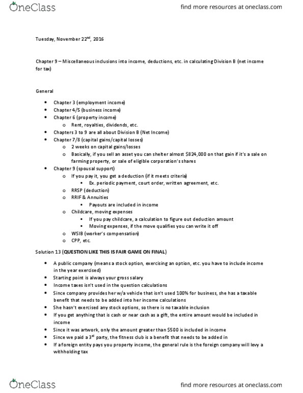 COMMERCE 4SD3 Lecture Notes - Lecture 11: Withholding Tax, Property Income, Dividend Tax thumbnail