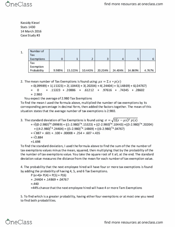 STAT 1430 Lecture Notes - Lecture 3: Probability Distribution, Kassidy, Standard Deviation thumbnail