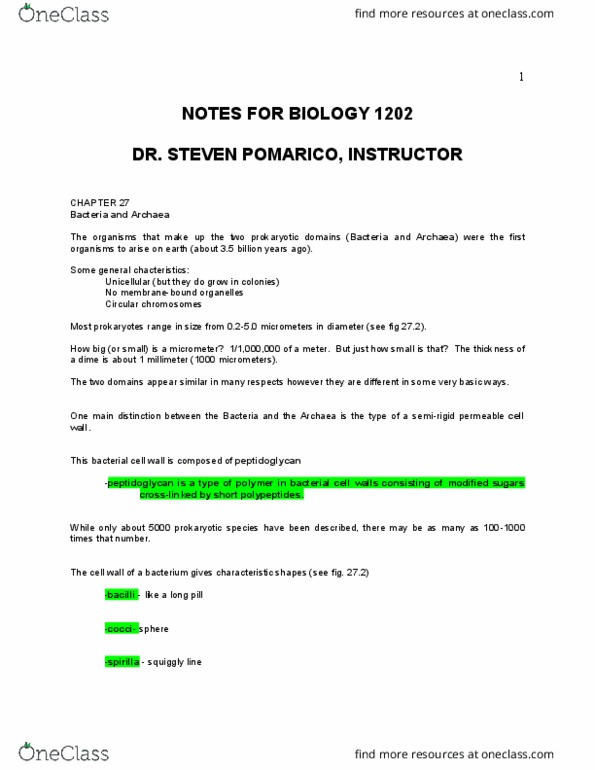 BIOL 1202 Lecture Notes - Lecture 3: Hans Christian Gram, Gram Staining, Gram-Negative Bacteria thumbnail