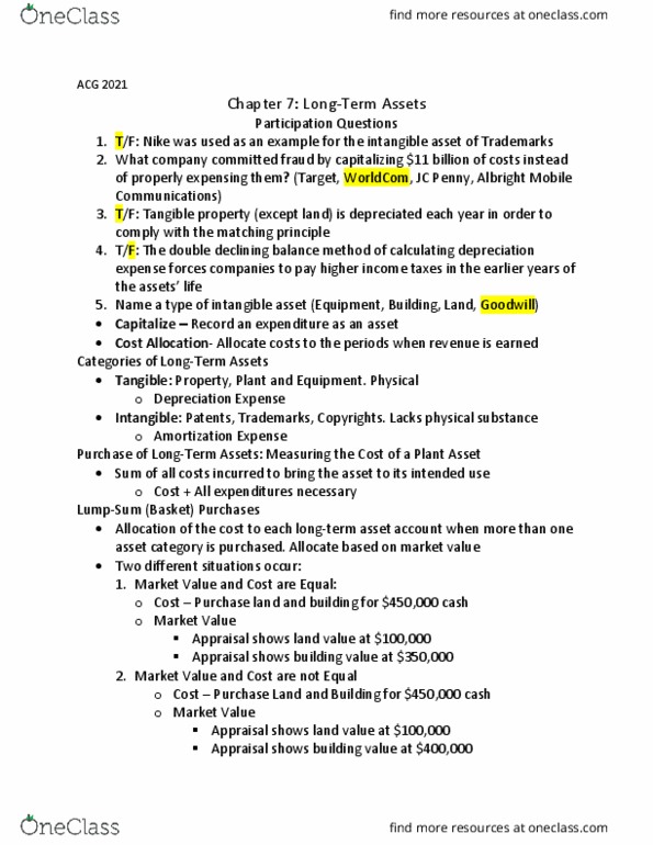 ACG 2021 Lecture Notes - Lecture 8: Intangible Asset, Asset, Tangible Property thumbnail