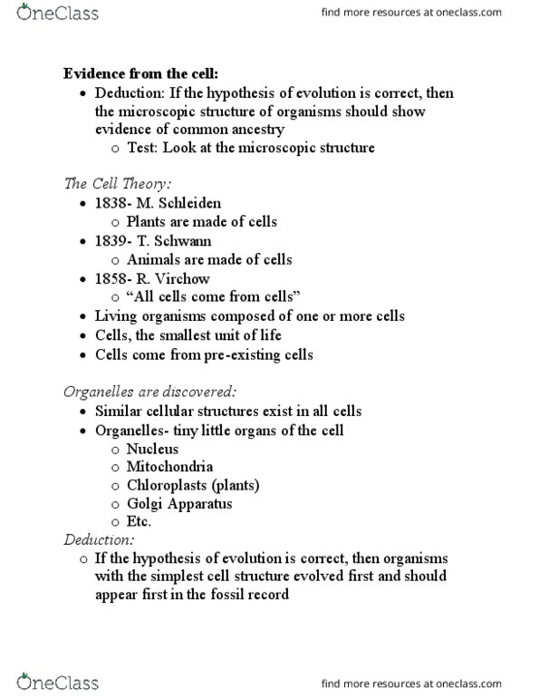 BIO 200 Lecture Notes - Lecture 9: Golgi Apparatus, Smallest Organisms, Cell Theory thumbnail