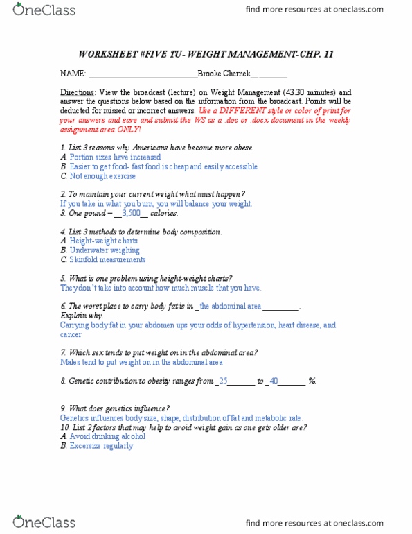 HLTH 101 Lecture Notes - Lecture 5: Weight Loss, Cellulite, Cardiac Arrhythmia thumbnail