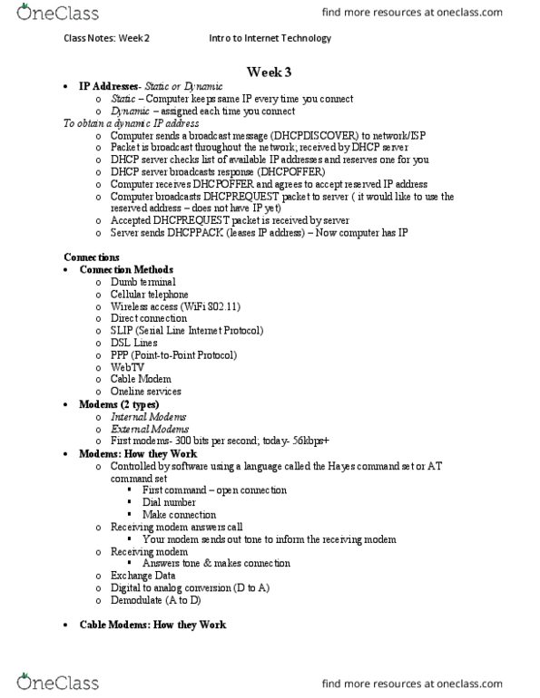 CSCI 1022 Lecture Notes - Lecture 3: Dsl Modem, Cable Modem, Msn Tv thumbnail