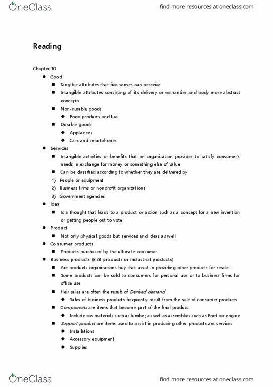 MGT 103 Chapter Notes - Chapter 10-17: Wireless Router, Electric Toothbrush, Market Price thumbnail