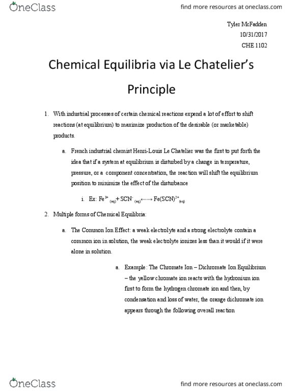 CHE-1102 Lecture Notes - Lecture 10: Methyl Orange, Strong Electrolyte, Phenolphthalein thumbnail