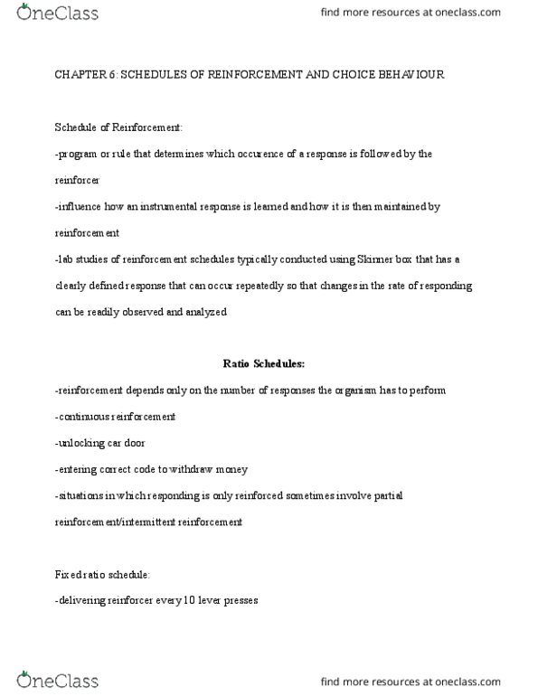 PS261 Chapter Notes - Chapter 6: Operant Conditioning Chamber thumbnail