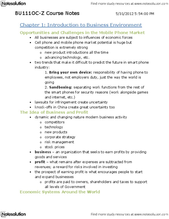 BU111 Chapter Notes -Stakeholder Management, Swiffer, Free Market thumbnail