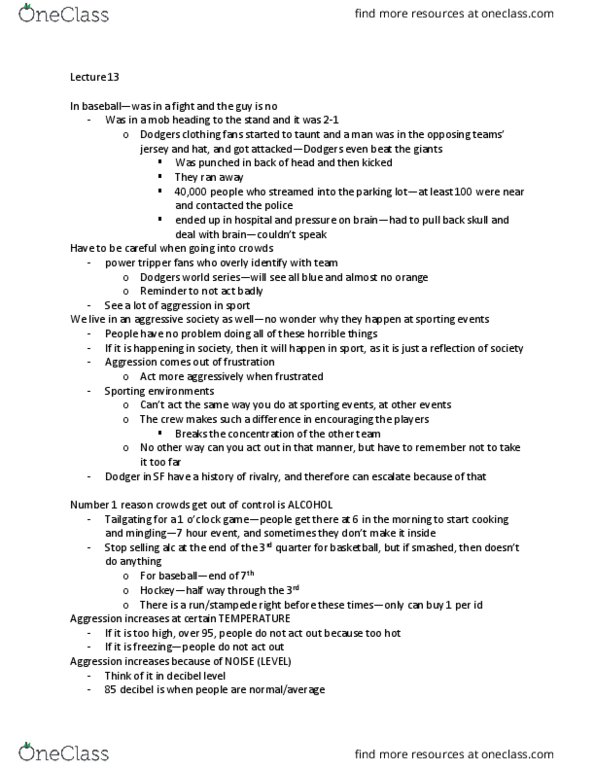 KNES 350 Lecture Notes - Lecture 13: Decibel, Heart Rate Monitor, Value Theory thumbnail