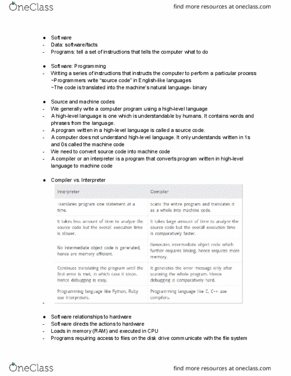 IT 104 Lecture Notes - Lecture 3: Operating System Embedded, Embedded System, Machine Code thumbnail