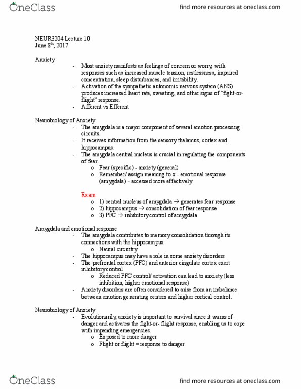 NEUR 3200 Lecture Notes - Lecture 1: Generalized Anxiety Disorder, Bulgarian State Railways, Gaba Receptor thumbnail