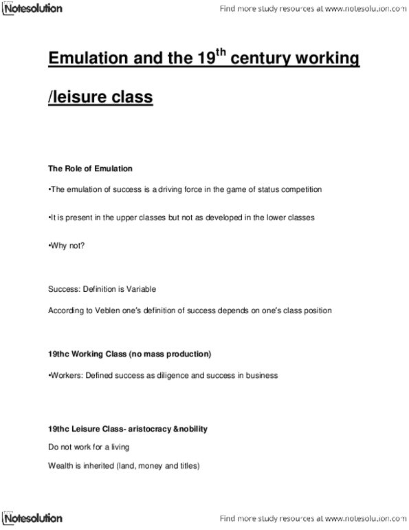SOCI 1127 Lecture Notes - Upper Class, Conspicuous Consumption thumbnail