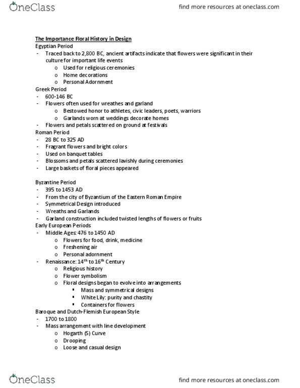 HORT 261 Lecture Notes - Lecture 7: Floral Design, Stoneware, Victorian Era thumbnail
