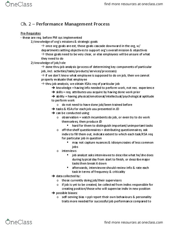 BUS 482 Chapter Notes - Chapter 2: Job Analysis, Job Performance thumbnail