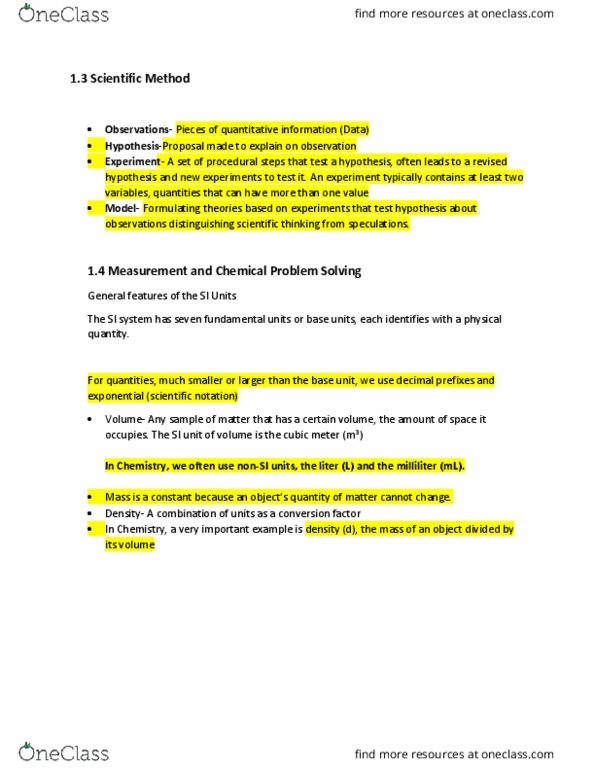 CHEM 06100 Lecture Notes - Lecture 2: Scientific Notation thumbnail