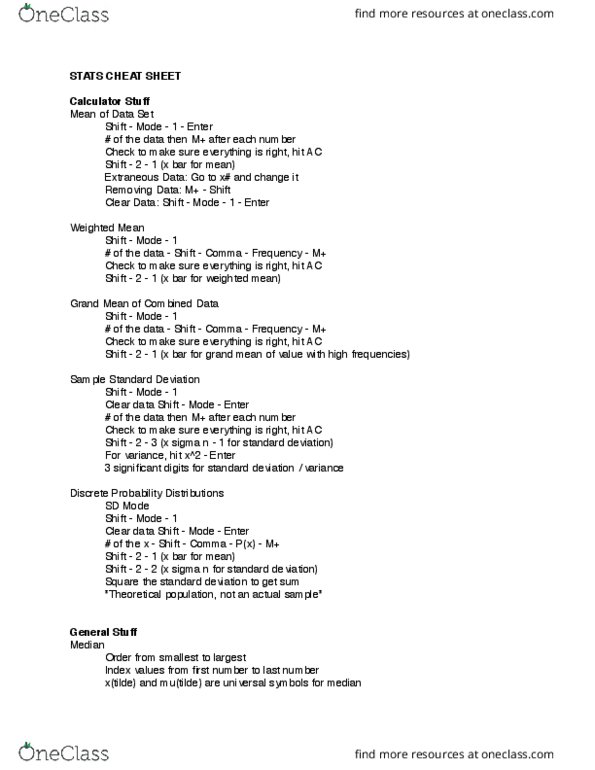 GEOL 102 Lecture Notes - Lecture 11: Weighted Arithmetic Mean, Standard Deviation, Percentile thumbnail