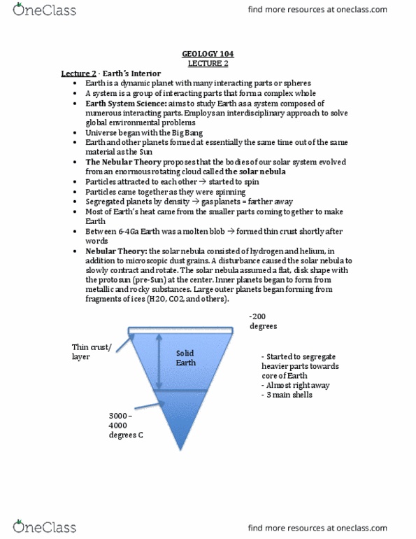 GEOL 104 Lecture Notes - Lecture 2: Continental Crust, Oceanic Crust, Granodiorite thumbnail