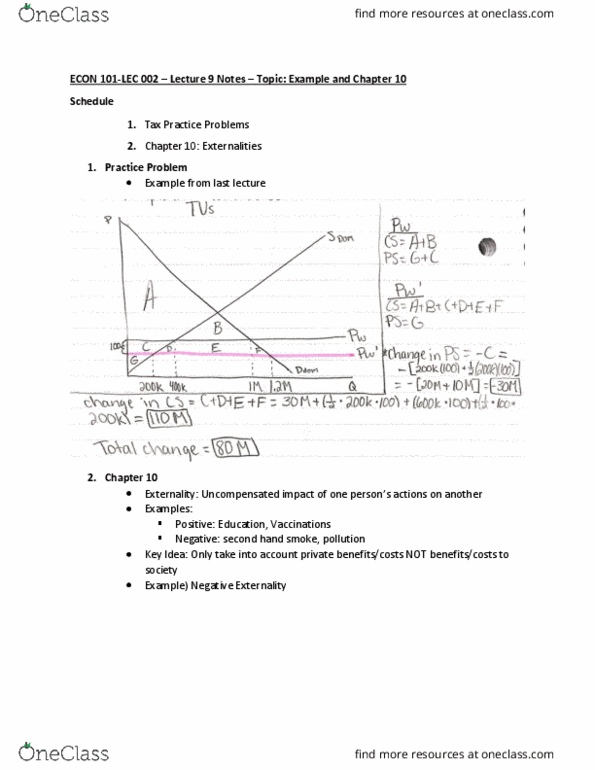 ECON 101 Lecture Notes - Lecture 9: Externality, Coase Theorem, Demand Curve thumbnail