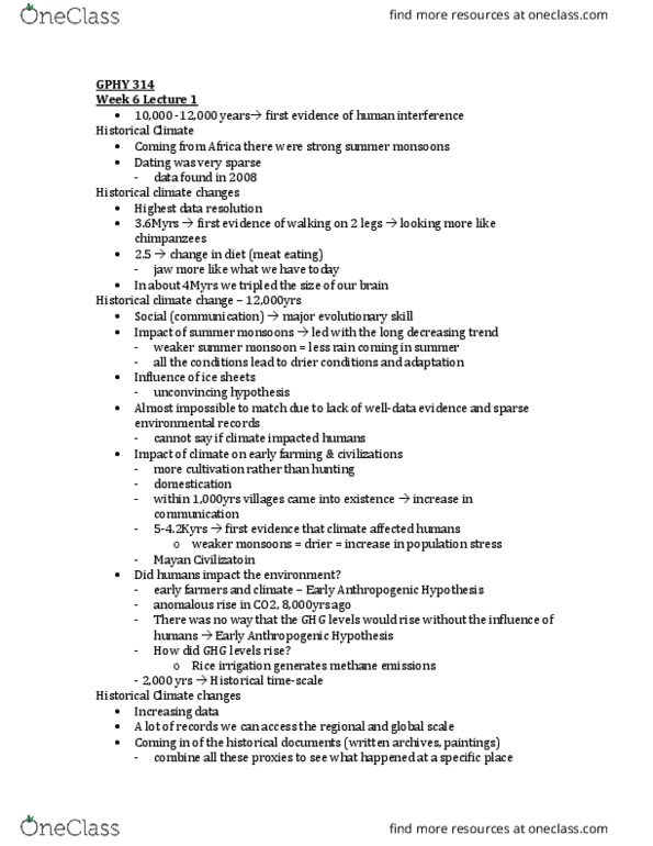 GPHY 314 Lecture Notes - Lecture 16: Methane Emissions, Oxygen-18 thumbnail