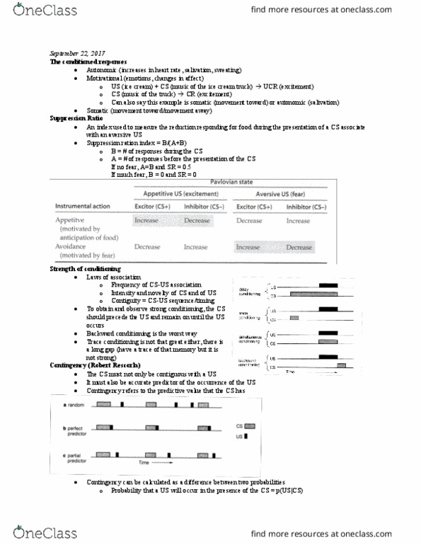 PSYC 2330 Lecture Notes - Lecture 6: Ice Cream Van, Robert A. Rescorla, Contiguity thumbnail