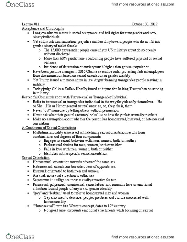 BIOL 030 Lecture Notes - Lecture 11: Gender Binary, Polysexuality, Pansexuality thumbnail