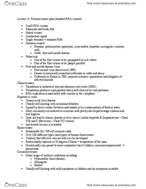 BSC 444 Lecture Notes - Lecture 14: Picornavirus, Poliomyelitis, Inactivated Vaccine thumbnail