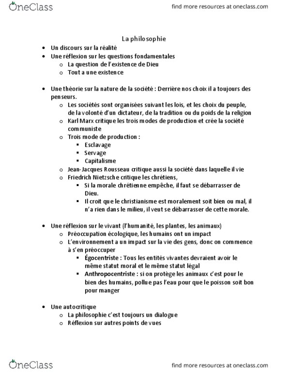 PHI 1501 Lecture Notes - Lecture 4: Le Monde, Vivant, La Nature thumbnail