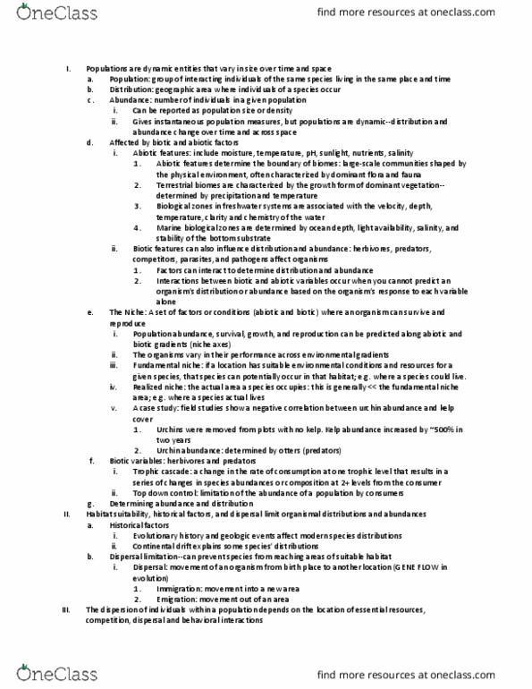 BISC 313 Lecture Notes - Lecture 4: Trophic Cascade, Ecological Niche, Continental Drift thumbnail