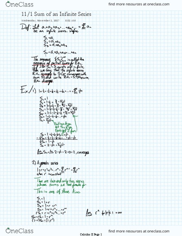 MATH-182 Lecture 22: Calculus II; Sum of an Infinite Series thumbnail