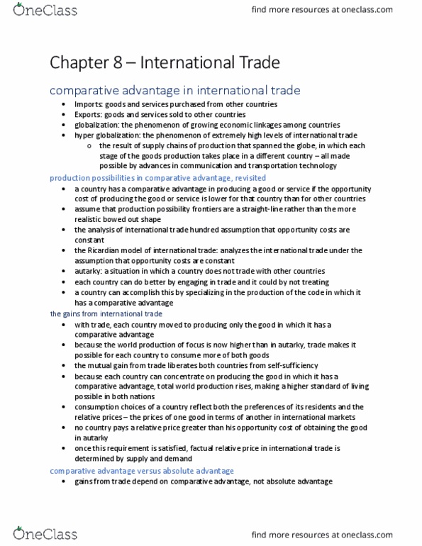ECON 101 Chapter 8: Chapter 8 – International Trade thumbnail