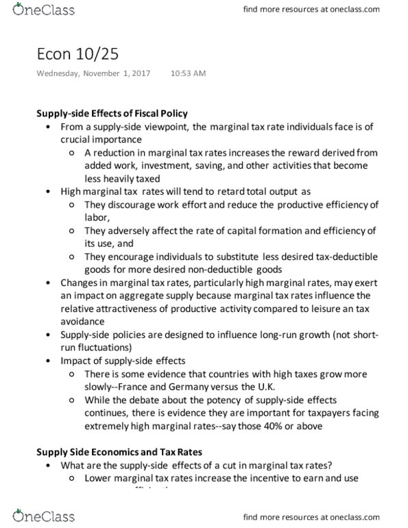 ECON 101 Lecture Notes - Lecture 15: Tax Rate, Aggregate Supply, Capital Formation thumbnail