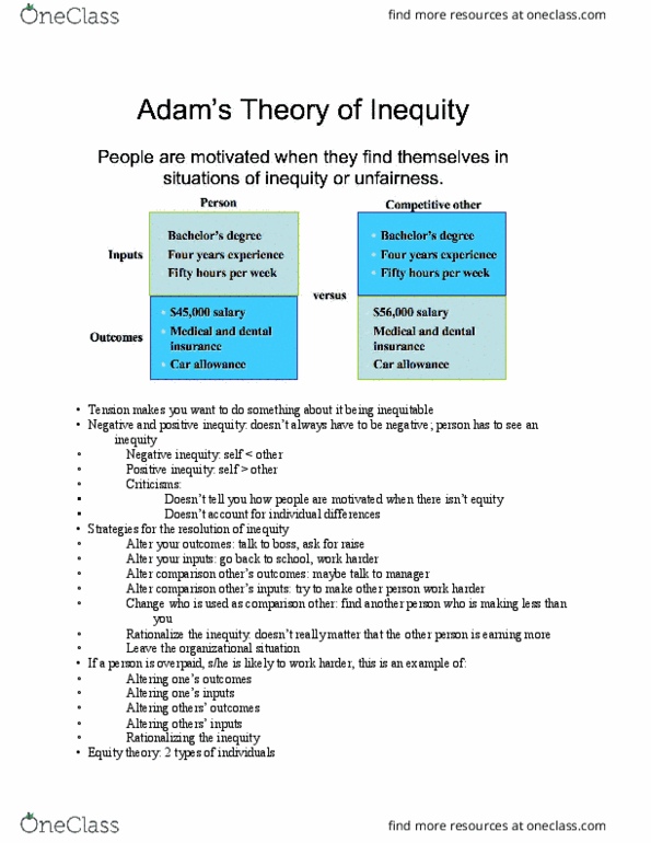 B A 350 Lecture Notes - Lecture 14: Equity Theory, Machiavellianism, Theory X And Theory Y thumbnail