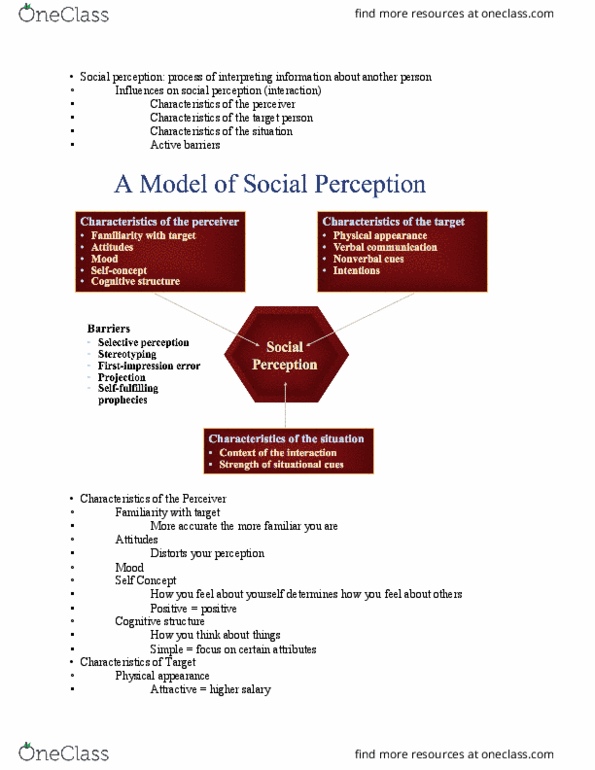 B A 350 Lecture Notes - Lecture 4: Social Perception, Eye Contact, Stereotype thumbnail