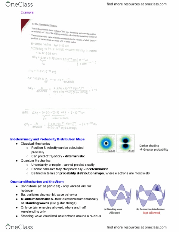 CHEM 11H Lecture Notes - Lecture 14: Bohr Model, Standing Wave, Uncertainty Principle thumbnail